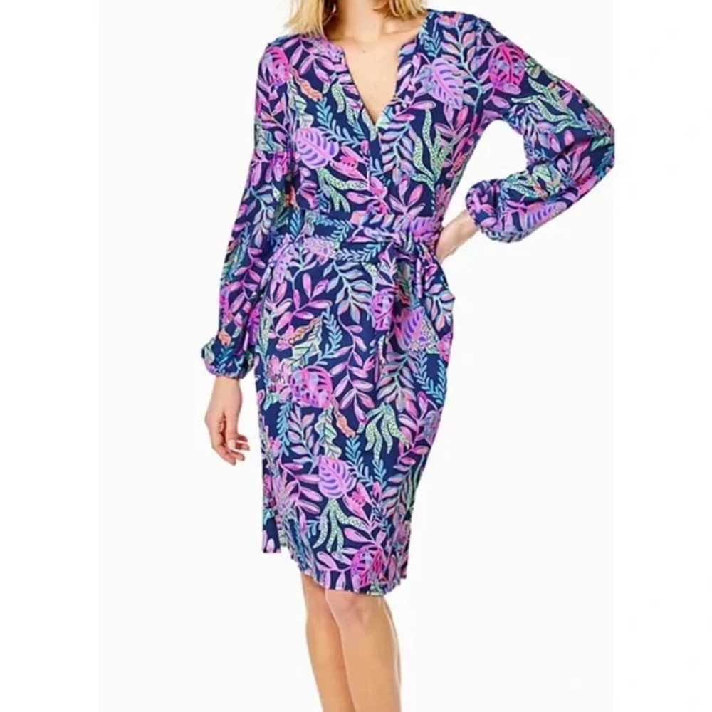 Lilly Pulitzer Kierna Dress Oyster Bay Navy You’ve Been Spotted Size Medium